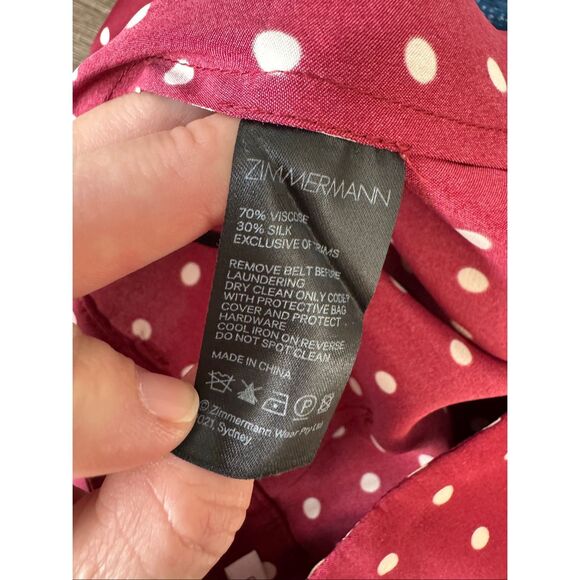 Zimmerman Polka Dot Wide Leg Pants in Maroon Size 0 - Picture 7 of 11